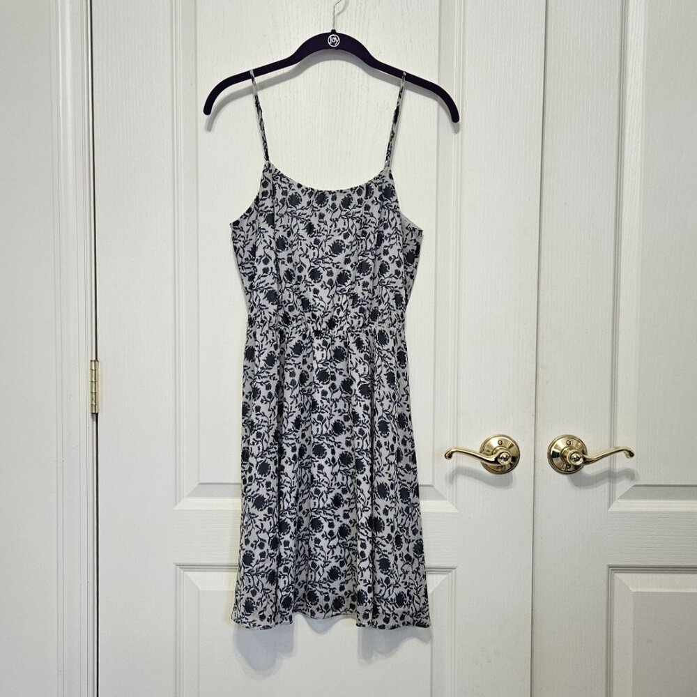 Ann Taylor Loft Sleeveless Grey and Blue Floral Mini Dress XS